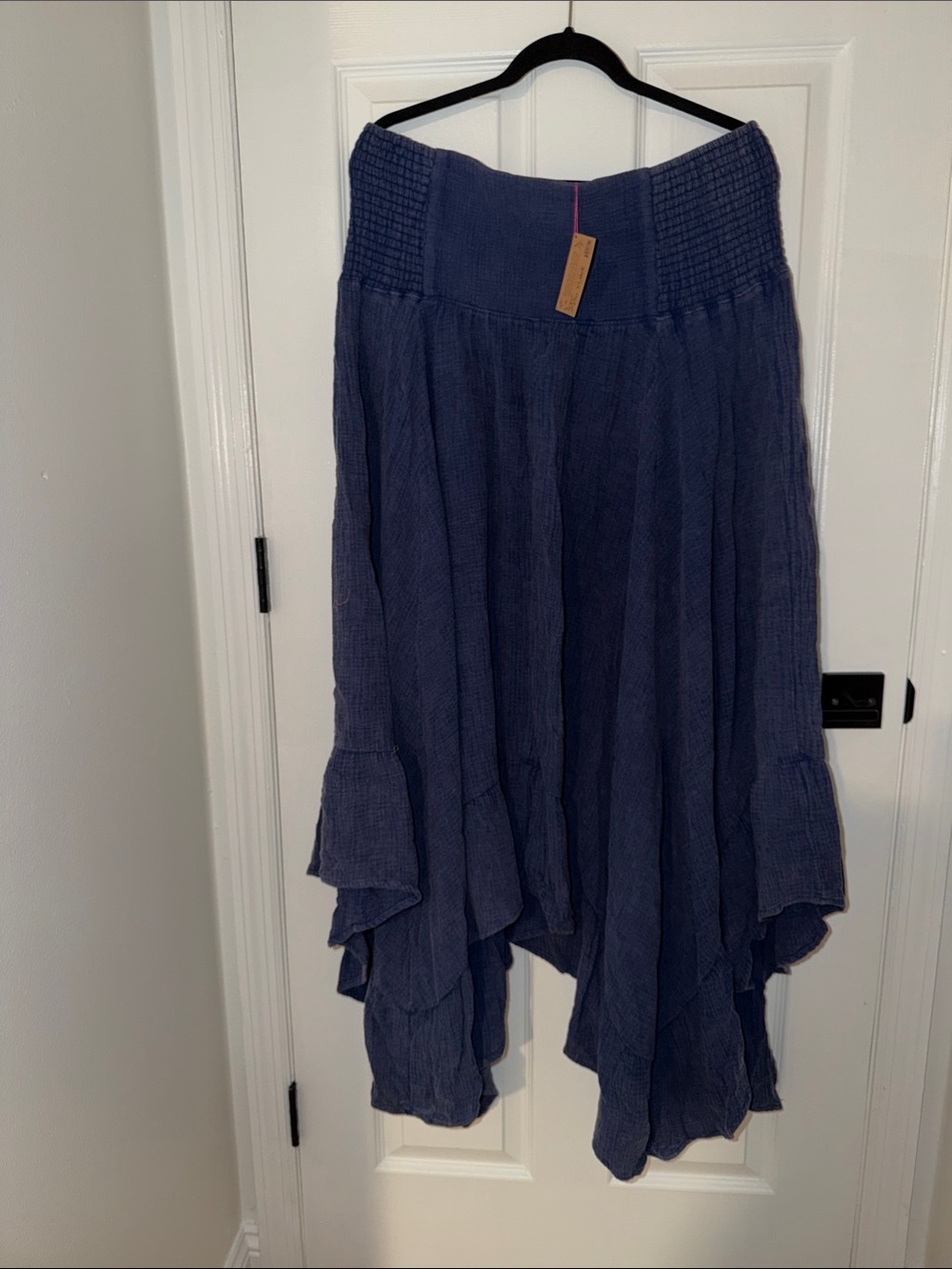 NATURAL LIFE Asymmetrical Maxi Skirt in Navy Blue